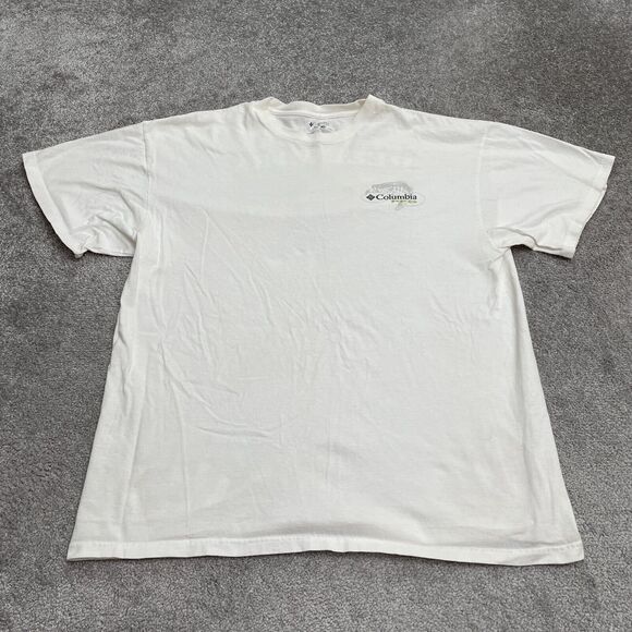 Columbia PFG Graphic T-Shirt Mens XL White Crew Neck Short Sleeve Cotton Tee Top - Picture 1 of 13